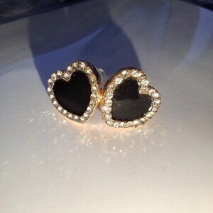 Cute Heart Vintage Dark Green Versatile Gold Color Earring for Women